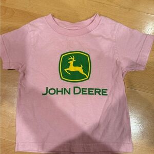 John Deere Kids Tee in Pink with Green Logo